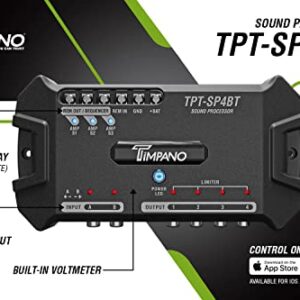 Timpano TPT-SP4BT Bluetooth DSP 4 Output Channel- Full Digital Signal DSP Car Audio Processor - Built-in Voltmeter and Remote Relay