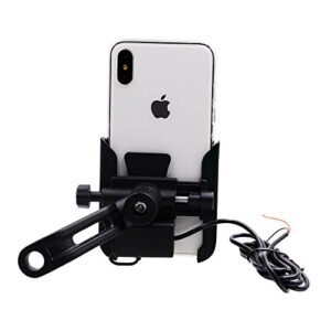 ZJDU Universal Premium Bike Phone Mount for Motorcycle - USB Phone Charger Holder Handlebar/Rear-View Mirror Cellphone Mount,360 Rotation,for 4.0-6.5" Inch Smartphones,Black b