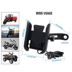 ZJDU Universal Premium Bike Phone Mount for Motorcycle - USB Phone Charger Holder Handlebar/Rear-View Mirror Cellphone Mount,360 Rotation,for 4.0-6.5" Inch Smartphones,Black b