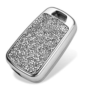 Royalfox(TM) 2 3 4 5 Buttons 3D Bling Diamond Rhinestones flip Folding Remote Key Fob case Cover for Buick Chevrolet Chevy Camaro Cruze Equinox Malibu (Silver)