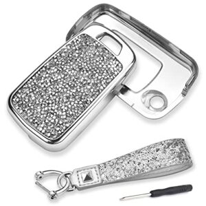 Royalfox(TM) 2 3 4 5 Buttons 3D Bling Diamond Rhinestones flip Folding Remote Key Fob case Cover for Buick Chevrolet Chevy Camaro Cruze Equinox Malibu (Silver)