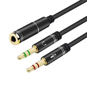 cables headphone splitter 3.5mm jack audio cable 3.5mm 2 male to female 3.5mm splitter adapter aux cable for computer headphone – (cable length: 0.3m, color: black cable)