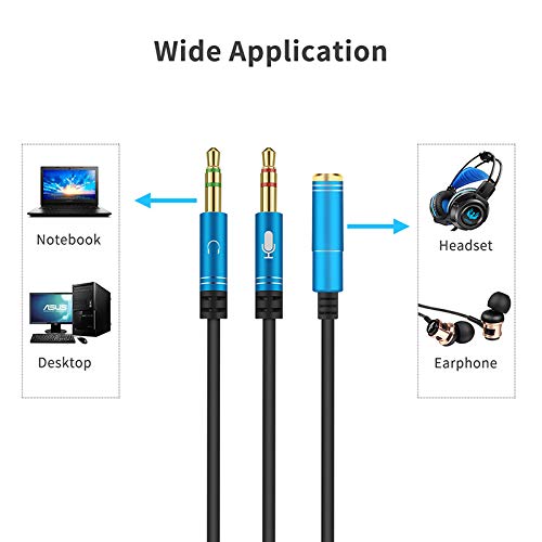 Cables Headphone Splitter 3.5mm Jack Audio Cable 3.5mm 2 Male to Female 3.5mm Splitter Adapter Aux Cable for Computer Headphone - (Cable Length: 0.3m, Color: Black Cable)