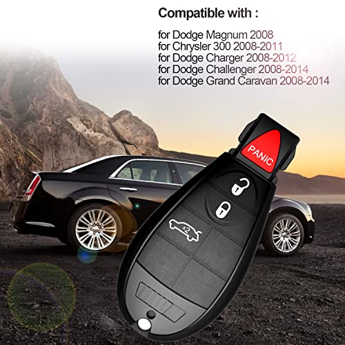 3+1 Buttons Keyless Entry Remote Key Fob Transmitter fit for FCCID: M3N5WY783X Chrysler 300 2008-2011/Dodge Charger 2008-2012, Challenger 2008-2014, Magnum with Ignition Key IYZ-C01C