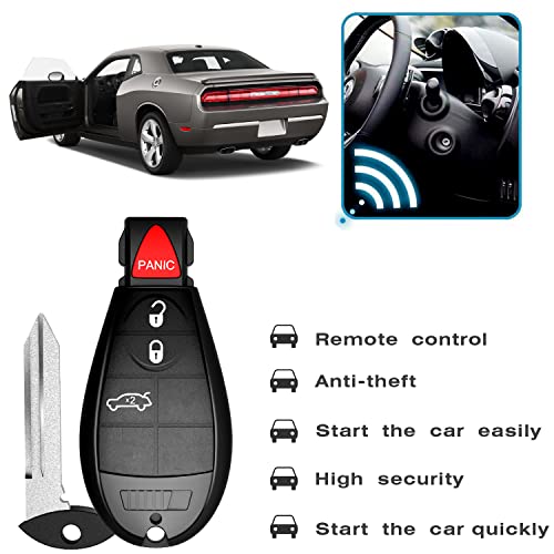 3+1 Buttons Keyless Entry Remote Key Fob Transmitter fit for FCCID: M3N5WY783X Chrysler 300 2008-2011/Dodge Charger 2008-2012, Challenger 2008-2014, Magnum with Ignition Key IYZ-C01C