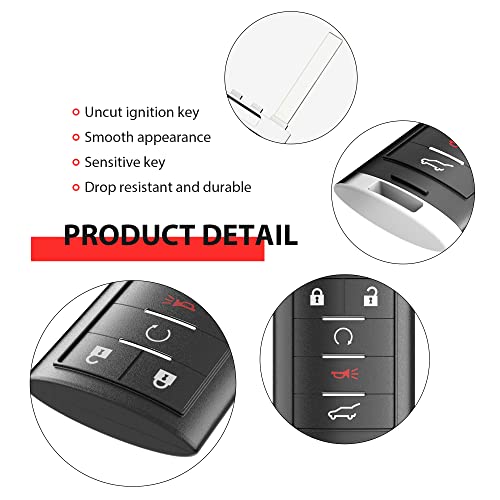 KRSCT Replacement Car Key Fob fit for Cadillac SRX ATS ELR XTS 2010-2015 Keyless Entry Remote Control 315MHz 5 Button (NBG009768T)