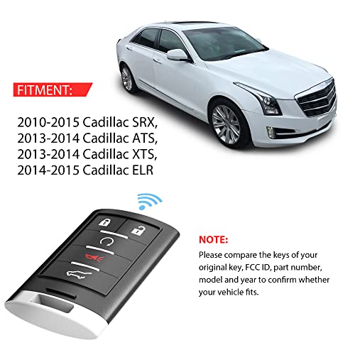 KRSCT Replacement Car Key Fob fit for Cadillac SRX ATS ELR XTS 2010-2015 Keyless Entry Remote Control 315MHz 5 Button (NBG009768T)