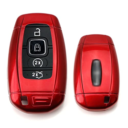 iJDMTOY Glossy Metallic Red Exact Fit Key Fob Shell Cover Compatible With 2018-up Lincoln MKZ MKC Navigator, 2017-up Continental