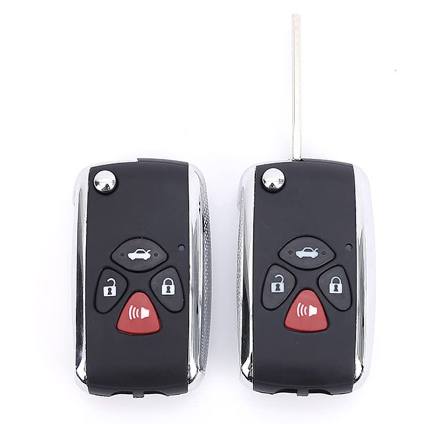 KEMANI Uncut Blade Modify Flip Folding Remote Key Shell Refit for Toyota Camry Avalon Corolla Matrix RAV4 Venza Keylless Fob Case 4 Button No Chips