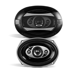 boss audio systems p69.4c phantom series 6 x 9 inch car door speakers – 800 watts (pair), 4 way, full range, tweeters, coaxial, sold in pairs, hook up to stereo and amplifier