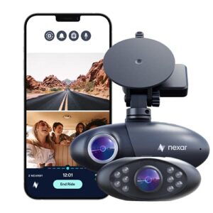 nexar pro dual dash cam – hd front dash cam and interior car security camera – nexar dash cam front and cabin – dual dash cam parking mode and wifi – dash cams for cars – dash cam for truckers 64gb