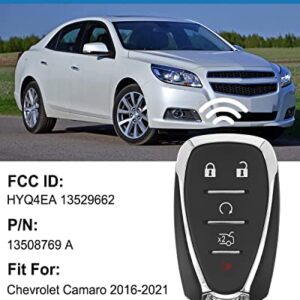 Keyless Entry Remote Car Key Fob for Chevy Malibu 2016-2021, Chevy Cruze 2016-2019, Chevy Camaro 2016-2021, 433MHz ID46 Chip 5 Button, HYQ4EA 13529662