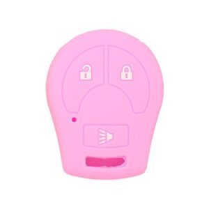 segaden silicone cover protector case holder skin jacket compatible with nissan 3 button remote key fob cv2506 pink