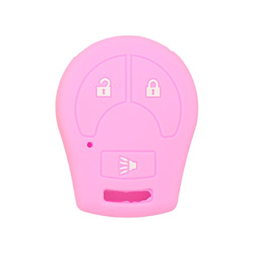 SEGADEN Silicone Cover Protector Case Holder Skin Jacket Compatible with Nissan 3 Button Remote Key Fob CV2506 Pink