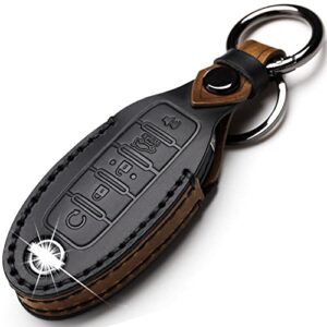 zihafate leather car key fob cover compatible with nissan keyless remote control for nissan x-trail rogue altima quest pathfinder sentra patrol cima fuga armada teana murano etc (c-black), b style