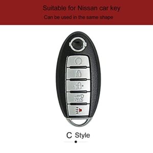 ZiHafate Leather Car Key Fob Cover Compatible with Nissan Keyless Remote Control for Nissan X-Trail Rogue Altima Quest Pathfinder Sentra Patrol CIMA Fuga Armada Teana Murano etc (C-Black), B Style