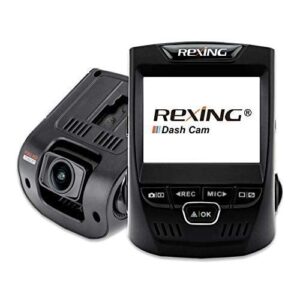 rexing v1 basic dash cam 1080p fhd dvr car driving recorder, 2.4″ lcd screen 170°wide angle, g-sensor, wdr, parking monitor, loop recording