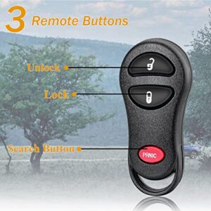 TOP-VIGOR 315MHz GQ43VT9T Keyless Entry Remote Car Key Fob, 3 Buttons Car Key Fob Replacement for Dodge Ram1500 2500 3500 Durango Dakota for Jeep Cherokee Grand Cherokee