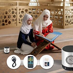 Hitopin Digital Quran Speaker FM Radio Silver Color with Remote Control Over 18Reciters and15 Translations Available Quality Qur'an Player Arabic English French, Urdu etc Mp3