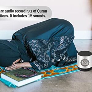 Hitopin Digital Quran Speaker FM Radio Silver Color with Remote Control Over 18Reciters and15 Translations Available Quality Qur'an Player Arabic English French, Urdu etc Mp3