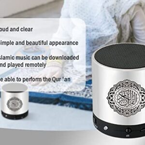 Hitopin Digital Quran Speaker FM Radio Silver Color with Remote Control Over 18Reciters and15 Translations Available Quality Qur'an Player Arabic English French, Urdu etc Mp3