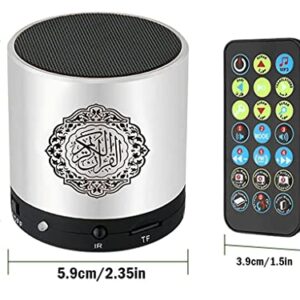 Hitopin Digital Quran Speaker FM Radio Silver Color with Remote Control Over 18Reciters and15 Translations Available Quality Qur'an Player Arabic English French, Urdu etc Mp3