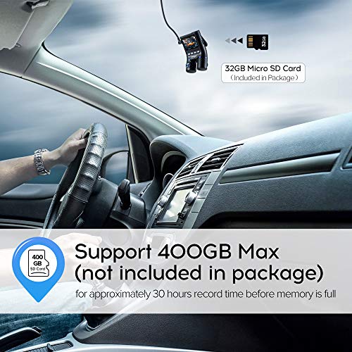 Blueskysea B2W 1080P HD Dash Cam Dual Rotatable Front and Cabin Car Dashcam Driving Recorder Camera with IR-Cut Filter IR Night Vision Views 2'' Screen 32GB SD Card for Uber Lyft Driver