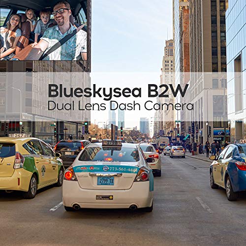 Blueskysea B2W 1080P HD Dash Cam Dual Rotatable Front and Cabin Car Dashcam Driving Recorder Camera with IR-Cut Filter IR Night Vision Views 2'' Screen 32GB SD Card for Uber Lyft Driver