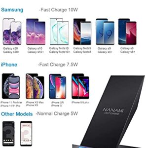 NANAMI Fast Wireless Charger with 30W USB C Power Adapter, Qi Certified Charging Stand 7.5W Compatible iPhone 12/SE 2/11 Pro/XS Max/XR/X/8 Plus,10W for Samsung Galaxy S20+/S10/S9/S8/Note 20Ultra/10/9