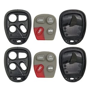 keyless2go replacement for new shell case and 4 button pad for remote key fob fcc koblear1xt kobut1bt – shell only (2 pack)