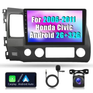 android 11 for honda civic car stereo 2006-2011 with wireless carplay android auto, 10.1 inch touch screen car radio supports gps navigation, swc, wifi, hi-fi sound system, fm/rds, split screen