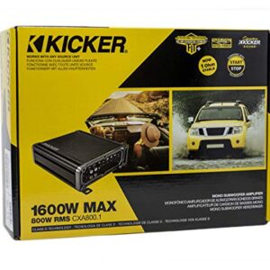 Kicker 46CXA8001 Car Audio Class D Amp Mono 1600W Peak Sub Amplifier CXA800.1 (Renewed)