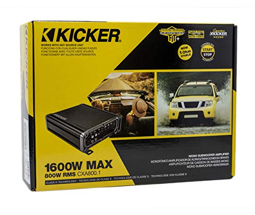 Kicker 46CXA8001 Car Audio Class D Amp Mono 1600W Peak Sub Amplifier CXA800.1 (Renewed)