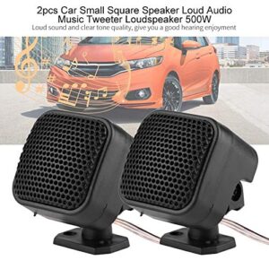 Qiilu Car Speaker, 1 Pair 12V Car Audio Tweeter 500W Square Tweeters for Car Audio