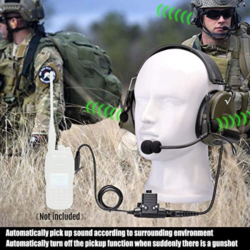 Retevis EHK007 Tactical Noise Reduction Walkie Talkie Headset, Sound Pickup, Compatible with Motorola CP185 CP100 CP200 CP200d GP2000 GP300 2 Way Radio, for Airsoft Shooting Hunting Adult Gift(1 Pack)