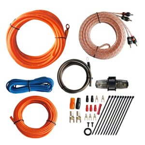 rock direct true spec 8 gauge car audio cable amp wiring kit – 2 channel cca power cable amplifier install wiring kit with tinned ofc rca cable