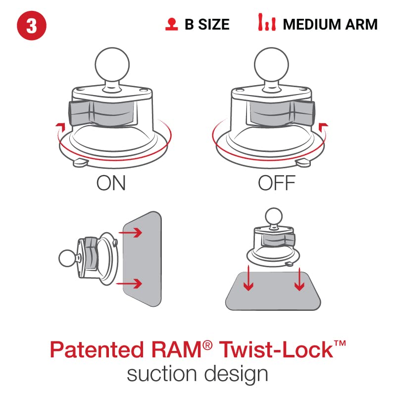 RAM MOUNTS Twist-Lock Suction Cup Mount for Apple MagSafe RAM-B-166-AP-MAGU for Vehicle Windshields
