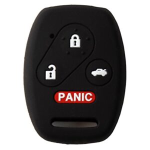 keyless4u protective key fob case cover remote skin for honda accord civic cr-v pilot 3+1 buttons key (black)