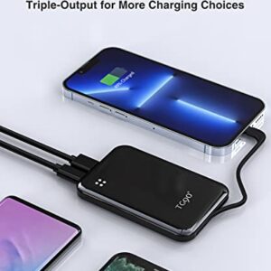 TG90° 2 Pack 10000mah and 4500mah Portable Battery Pack Charger with Built in Cable