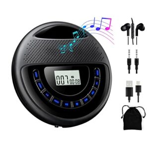 gueray cd player portable rechargeable with speaker dual stereo 1400mah cd walkman cd discman backlight battery personal cd player with headphones memory function anti-skip protection lcd display