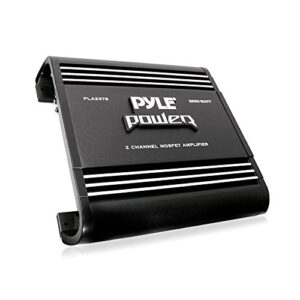 pyle 2 channel car stereo amplifier – 2000w high power dual channel bridgeable audio sound auto small speaker amp box w/ mosfet, crossover, bass boost control, silver plated rca input output-pla2378
