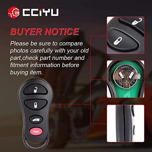 cciyu X 1 Flip Key Fob 4 Buttons Replacement for 01-09 for Jeep for Liberty for Dodge for Intrepid for Stratus for Viper for Chrysler LHS 300M Concorde Sebring Series with GQ43VT17T