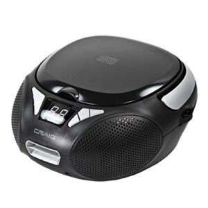 craig cd6925 portable top-loading stereo cd boombox with am/fm stereo radio in black | led display | programmable cd player | cd-r/cd-w compatible | aux port supported |