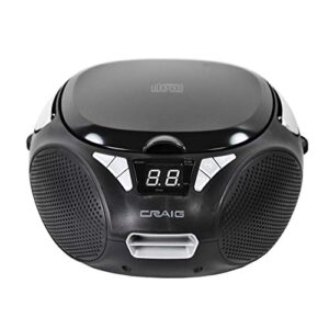 Craig CD6925 Portable Top-Loading Stereo CD Boombox with AM/FM Stereo Radio in Black | LED Display | Programmable CD Player | CD-R/CD-W Compatible | AUX Port Supported |