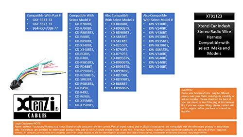 Xtenzi Car Radio Wire Harness Compatible with JVC Select KD/KW Series CD DVD Navigation in-Dash - XT91123