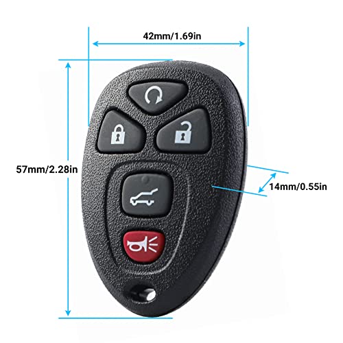 Car Keyless Entry Remote Control Car Key Fob Replacement Fits for Chevy Suburban Tahoe Traverse, Cadillac Escalade SRX,GMC Acadia Yukon, Buick Enclave, OUC60270, OUC60221 (5 Button 2pcs)