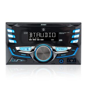 jensen mpr420 7 character lcd double din car stereo receiver | push to talk assistant | bluetooth hands free calling & music streaming | am/fm radio | usb playback & charging | not a cd player