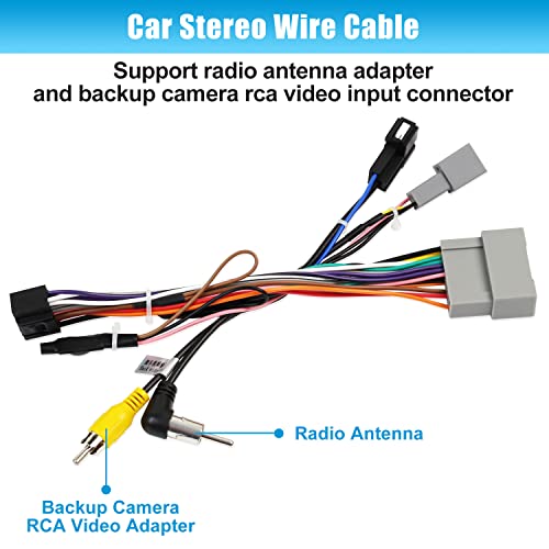 Car Radio Wiring Harness with Antenna Adapter and RCA Connector Compatible with Honda-CRV/BRV/HRV Jazz Greiz Crider Aftermarket Stereo Wire Cable