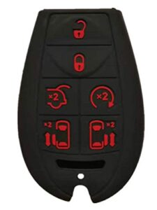 runzuie silicone keyless entry remote key fob cover case protector shell fit for dodge grand caravan charger challenger durango journey ram magnum jeep town country black with red 7 buttons