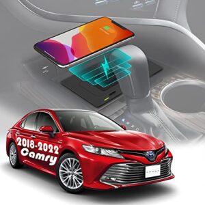 carqiwireless wireless charger for toyota camry accessories 2018 2019 2020 2021 2022 2023, wireless phone charging pad tray for camry xse se trd le xle hybrid nightshade car interior body parts